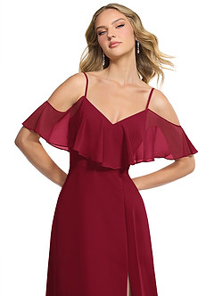 Azazie Jean Bridesmaid Dresses Burgundy A-Line Chiffon Convertible Dress image6