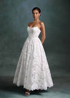 Azazie Brooklyn Wedding Dresses Diamond White Ball-Gown Strapless Lace Dress image1