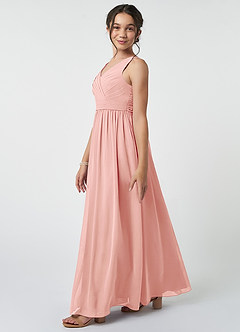 Azazie Kora Junior Rosette A-Line Pleated Chiffon Dress image3