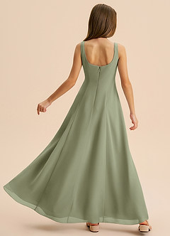 Azazie Lambie Junior Pistachio A-Line Pleated Chiffon Dress image8