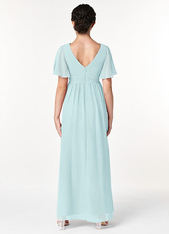 Azazie Temeka Junior Sea Glass A-Line Pleated Chiffon Dress image2