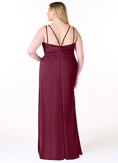 Azazie Aqua Bridesmaid Dresses Mulberry A-Line V-Neck Pleated Stretch Satin Dress image9