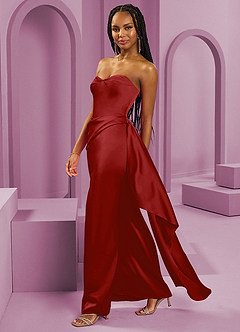 Barbie ♥ Azazie Bridesmaid Dresses Pomegranate Sheath Strapless Stretch Satin Convertible Dress image6