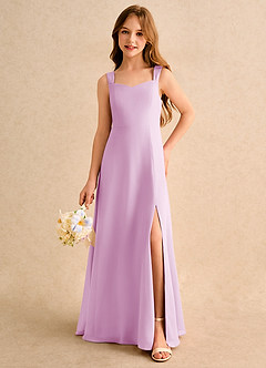Azazie Makani Girls Formal vestidos de niña de las flores Vestido de Rosa Caramelo de Gasa de Corte en A con Escote de Corazón image5