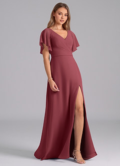 Azazie Ambrosia Brautjungfernkleider A-Linie Plissee Chiffon Kleid Merlot image5