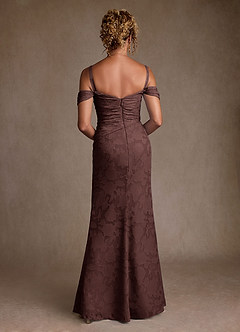 Azazie Irene Abiti per la Madre della Sposa Abito A-Line in Burnout Floreale a Spalla Scoperta Espresso image4