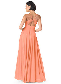 Azazie Avelina Bridesmaid Dresses Sunset A-Line V-Neck Pleated Chiffon Dress image2