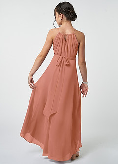 Azazie Oaklynn Junior Robe Trapèze en Mousseline de soie Plissée Mai Tai image3