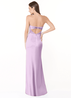 Azazie Leonis Bridesmaid Dresses Frosted Lilac Mermaid Pleated Stretch Satin Convertible Dress image4