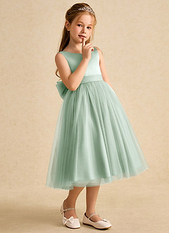 Azazie Winnie Flower Girl Dresses Agave Ball-Gown Bow Tulle Dress image6