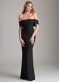 Azazie Lusinda At-home Try On Dresses Black Mermaid Off the Shoulder Chiffon Convertible Dress image4