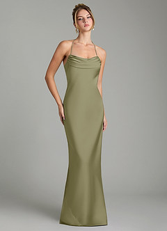 Azazie Mae Brautjungfernkleider Meerjungfrau-Linie Plissee Stretch-Satin Kleid Pistazie image1