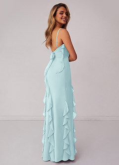 Barbie ♥ Azazie Bridesmaid Dresses Sea Glass Sheath Bow Chiffon Dress image2