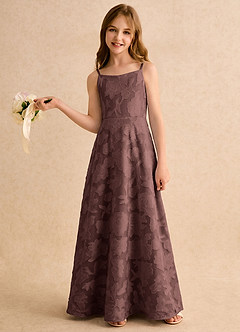 Azazie Jaella Girls Formal Flower Girl Klänningar Klänning A-linje i Blommig Utbrändhet Plisserad image2
