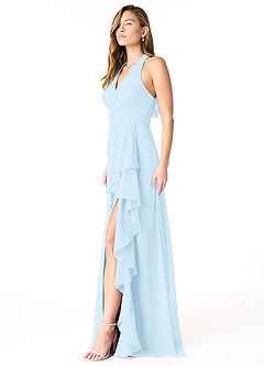 Azazie Aviv Bridesmaid Dresses Sky Blue A-Line Pleated Chiffon Dress image3