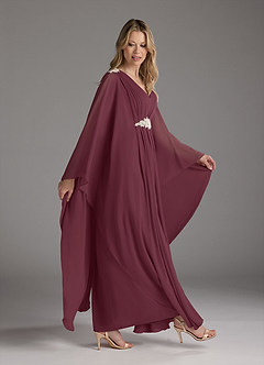 Azazie Drew vestidos de madre de la novia Vestido de Cabernet de Gasa de Corte En A con Plisado image3