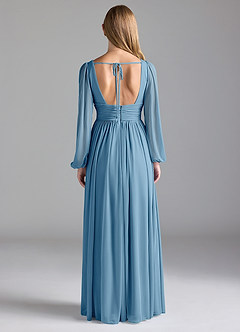 Azazie Norah Bridesmaid Dresses Steel Blue A-Line Mesh Dress image6