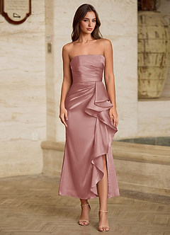 Ottilie Pink Satin Faced Chiffon Ruffled Maxi Dress image4