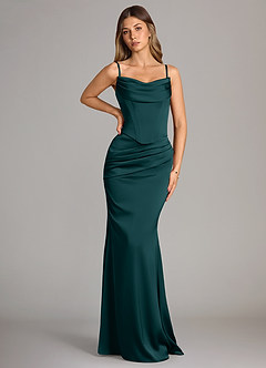 Azazie Sorrel Bridesmaid Dresses Pine Mermaid Strapless Stretch Satin Convertible Dress image6