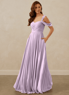 Christian Siriano Bridal for Azazie 1013 Bridesmaid Dresses Frosted Lilac A-Line Off the Shoulder Chiffon Dress image1