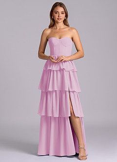 Azazie Faye Abiti da Damigella Abito A-Line in Chiffon Scollo a Cuore Rosa Confetto image6