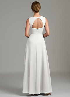 Azazie Gwendolyn Robes de demoiselle d'honneur Robe Trapèze en Mousseline de soie Encolure en Forme de Cœur Blanc image4
