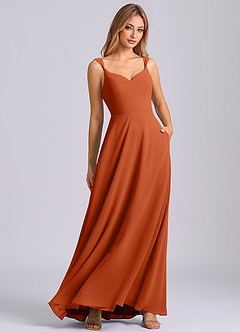 Azazie Beatrice Bridesmaid Dresses Burnt Orange A-Line Sweetheart Neckline Chiffon Dress image1