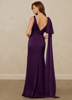 Christian Siriano Bridal for Azazie 1011 Brautjungfernkleider Meerjungfrau-Linie Schleifen Stretch-Satin Kleid Traube image2
