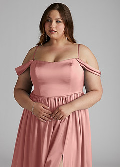 Azazie Morana Final Sale Rosette A-Line Off the Shoulder Stretch Satin Convertible Dress image15