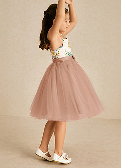 Azazie Jollie Flower Girl Dresses Champagne Rose A-Line Spaghetti Strap Tulle Dress image4