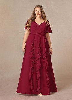 Azazie Watson Mother of the Bride Dresses Burgundy A-Line V-Neck Chiffon Dress image6