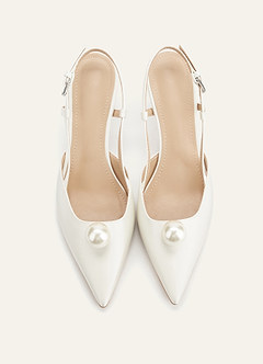 front Satijnen parel puntige teen kitten heel