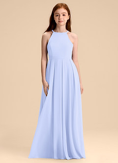 Azazie Arianthe Junior Abito A-Line in Chiffon Plissettato Lavanda image4