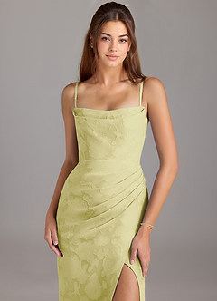Azazie Leonis Bridesmaid Dresses Lemon Sorbet Sheath Strapless Floral Burnout Convertible Dress image2