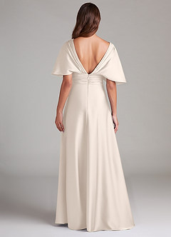 Azazie Pamela Bridesmaid Dresses White Alabaster A-Line Pleated Stretch Satin Dress image2