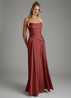 Azazie Gabriela Brautjungfernkleider A-Linie Korsett Stretch-Satin Kleid Terrakotta image8