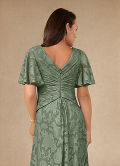 Azazie Emmeline Vestidos para mãe da noiva Vestir Matchá de Esgotamento Floral de Linha A com Plissado image6