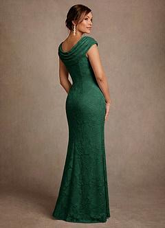 Azazie Irvine vestidos de madre de la novia Vestido de Verde Oscuro de Devorado Floral de Corte en A con Plisado image2