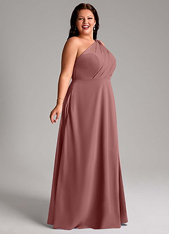 Azazie Phaedra Bridesmaid Dresses Desert Rose A-Line One Shoulder Chiffon Dress image9