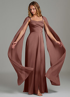 Azazie Niveah Bridesmaid Dresses Espresso A-Line Strapless Stretch Satin Convertible Dress image1