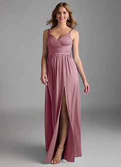 Azazie Chanel Bridesmaid Dresses Vintage Mauve A-Line Pleated Stretch Satin Dress image1