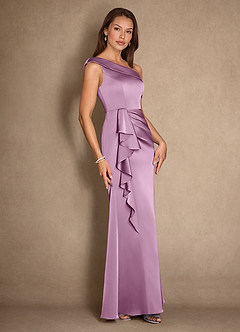 Azazie Hamptons Abiti per la Madre della Sposa Abito A-Line in Raso Elasticizzato Plissettato Glicine image3