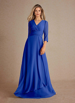 Azazie Mayfield Mother of the Bride Dresses Royal Blue A-Line Pleated Chiffon Dress image5