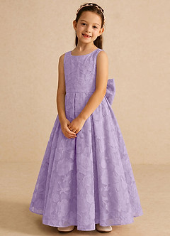 Azazie Pipssy Flower Girl Dresses Lilac A-Line Pleated Floral Burnout Dress image4