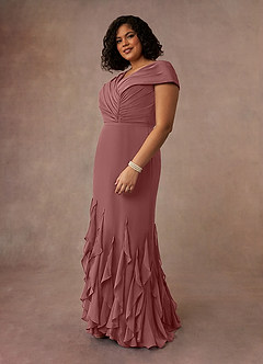 Azazie Bailora Mother of the Bride Dresses Desert Rose Mermaid Ruched Chiffon Dress image2