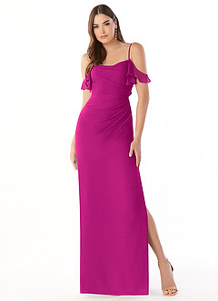 Azazie Emeralda Vestidos de damas de honor Vestido de Fucsia de Gasa de Recto con Vestidos sin tirantes image3