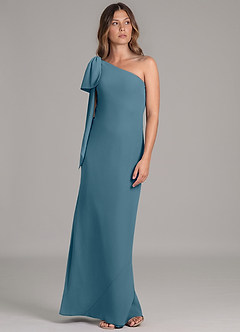 Azazie Capri Bridesmaid Dresses Bermuda A-Line One Shoulder Chiffon Dress image5
