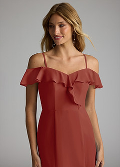 Azazie Sophie Bridesmaid Dresses Terracotta A-Line Off the Shoulder Chiffon Convertible Dress image2