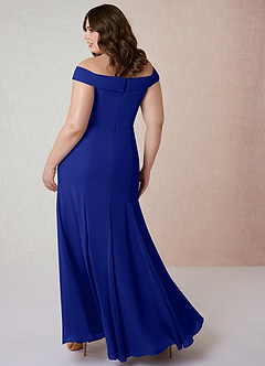 Azazie Lecia Brautjungfernkleider Wandelbar Empire Schulterfrei, plissiert Chiffon Kleid Königsblau image9