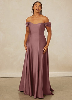 Christian Siriano Bridal for Azazie 1002 Bridesmaid Dresses Vintage Mauve A-Line Off the Shoulder Stretch Satin Convertible Dress image8